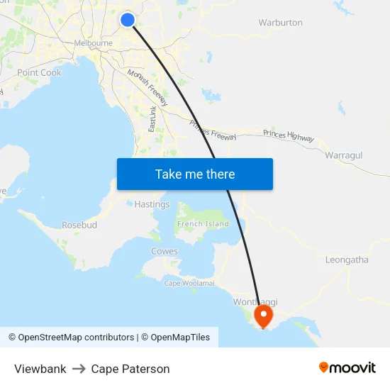 Viewbank to Cape Paterson map
