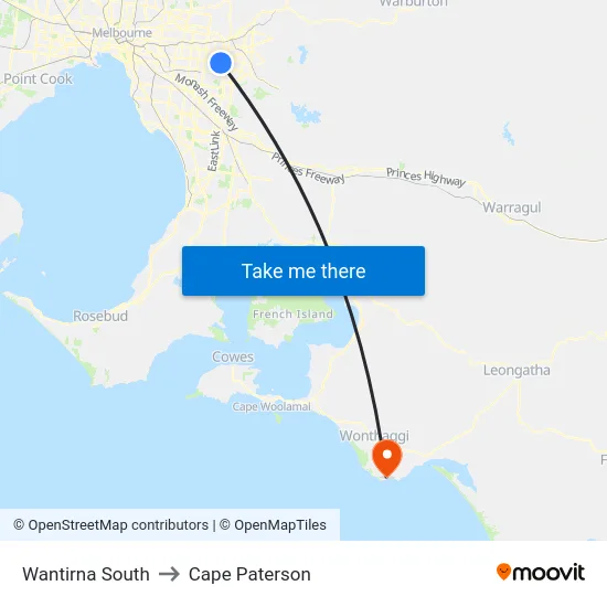 Wantirna South to Cape Paterson map