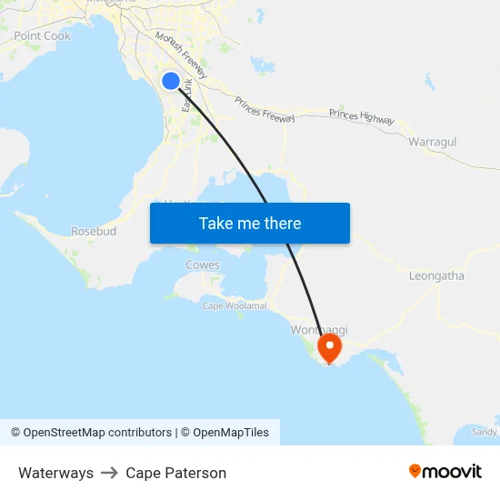 Waterways to Cape Paterson map