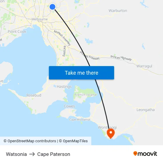 Watsonia to Cape Paterson map