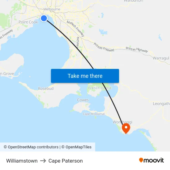 Williamstown to Cape Paterson map