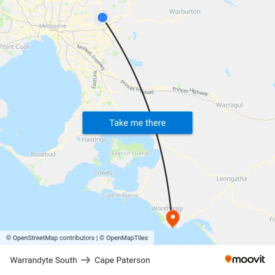 Warrandyte South to Cape Paterson map