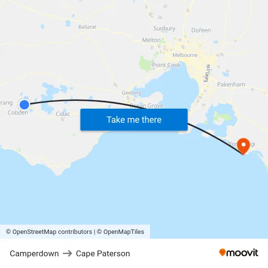 Camperdown to Cape Paterson map