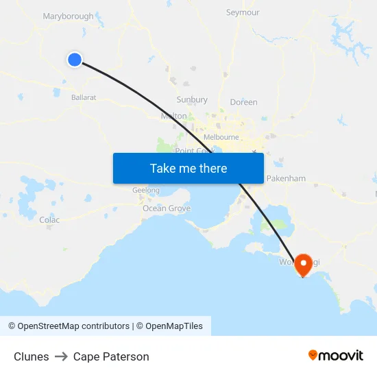 Clunes to Cape Paterson map