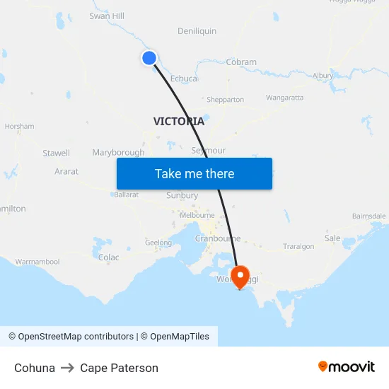 Cohuna to Cape Paterson map