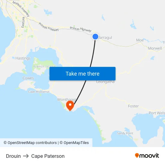 Drouin to Cape Paterson map