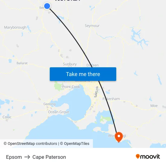 Epsom to Cape Paterson map
