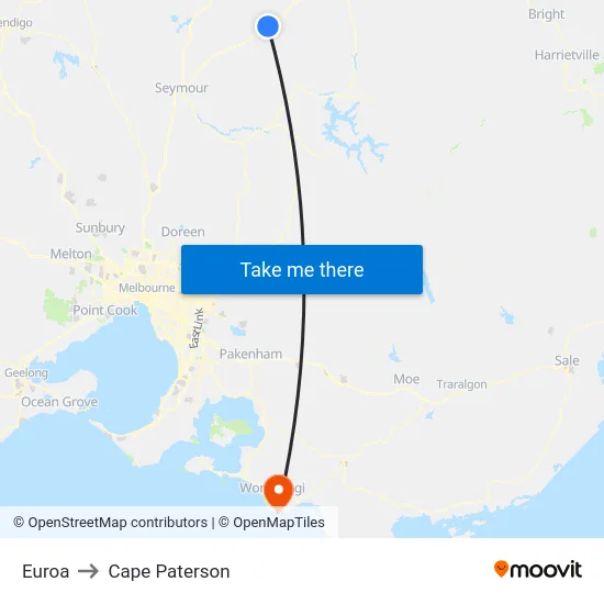 Euroa to Cape Paterson map