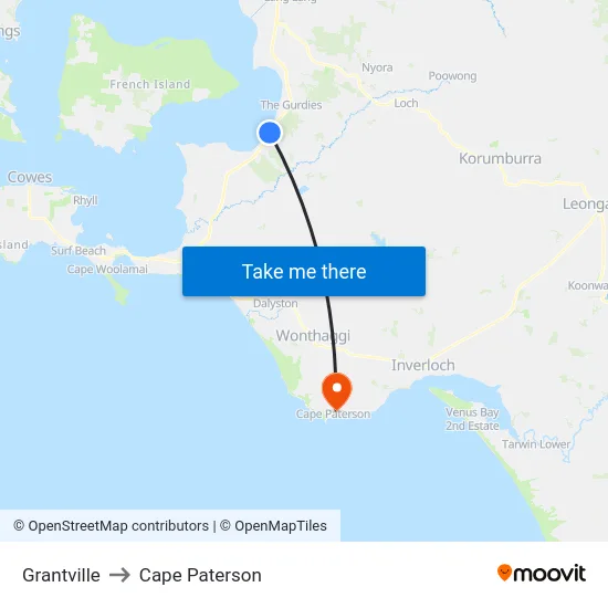 Grantville to Cape Paterson map