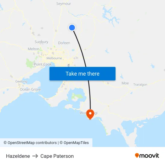 Hazeldene to Cape Paterson map