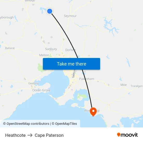 Heathcote to Cape Paterson map