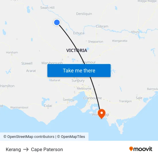 Kerang to Cape Paterson map