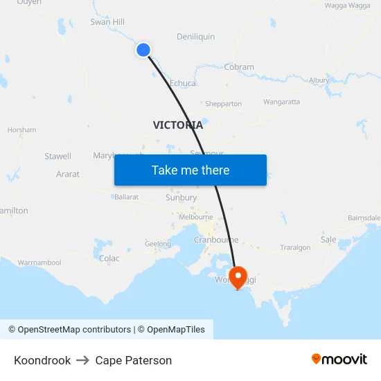 Koondrook to Cape Paterson map