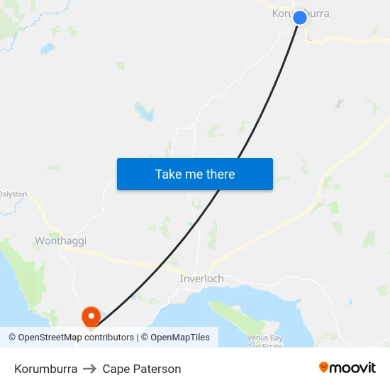 Korumburra to Cape Paterson map