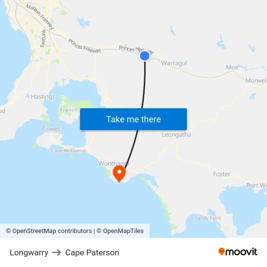 Longwarry to Cape Paterson map