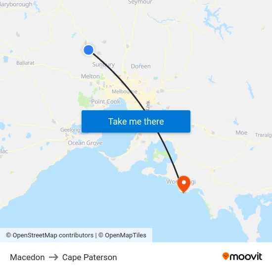 Macedon to Cape Paterson map
