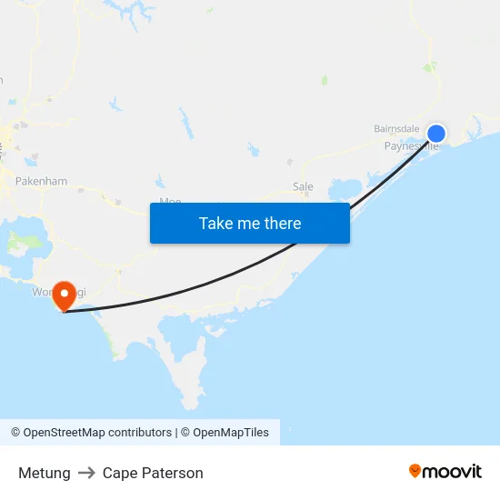Metung to Cape Paterson map