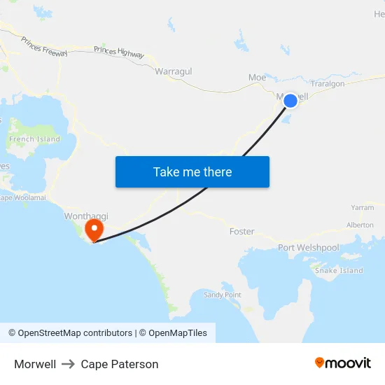 Morwell to Cape Paterson map