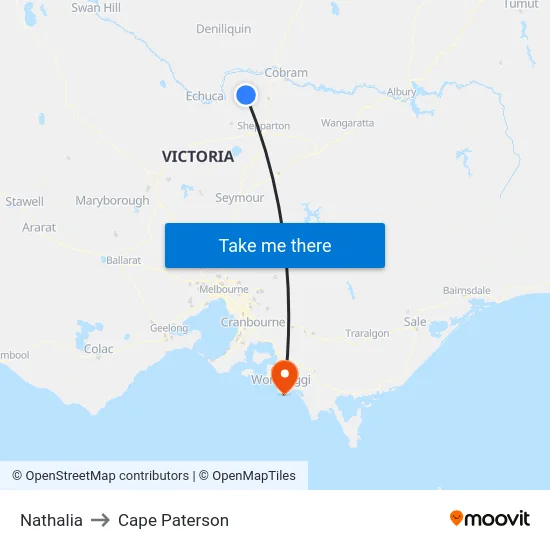 Nathalia to Cape Paterson map