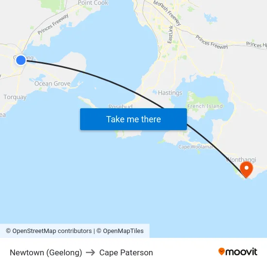 Newtown (Geelong) to Cape Paterson map