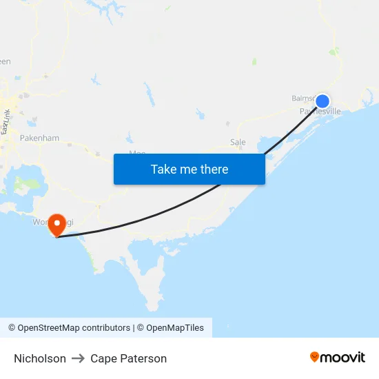 Nicholson to Cape Paterson map