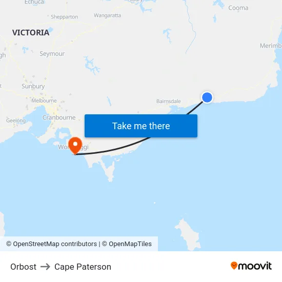 Orbost to Cape Paterson map