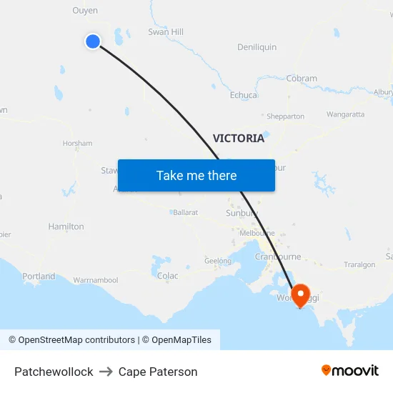 Patchewollock to Cape Paterson map