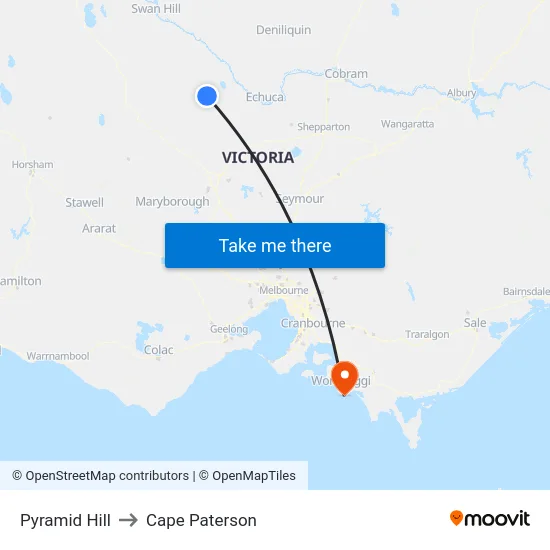 Pyramid Hill to Cape Paterson map