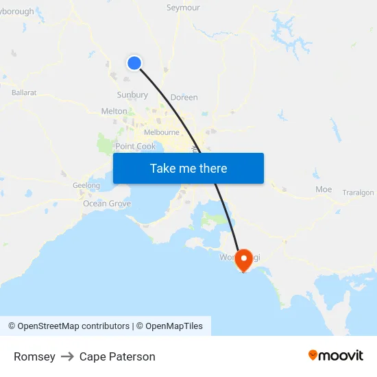 Romsey to Cape Paterson map