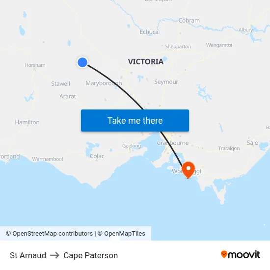 St Arnaud to Cape Paterson map