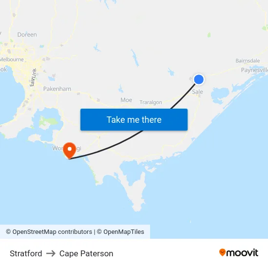 Stratford to Cape Paterson map