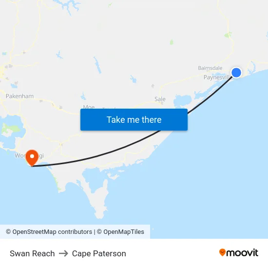 Swan Reach to Cape Paterson map