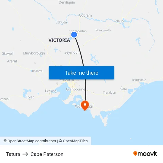 Tatura to Cape Paterson map