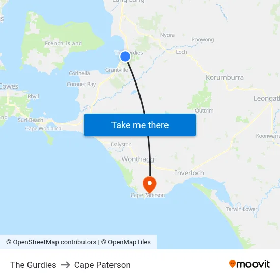 The Gurdies to Cape Paterson map