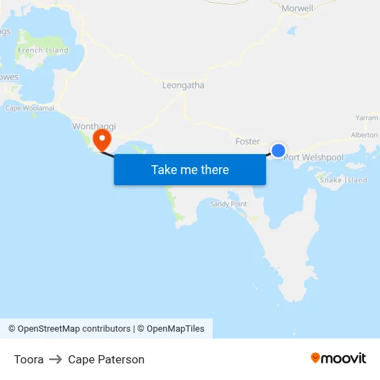 Toora to Cape Paterson map