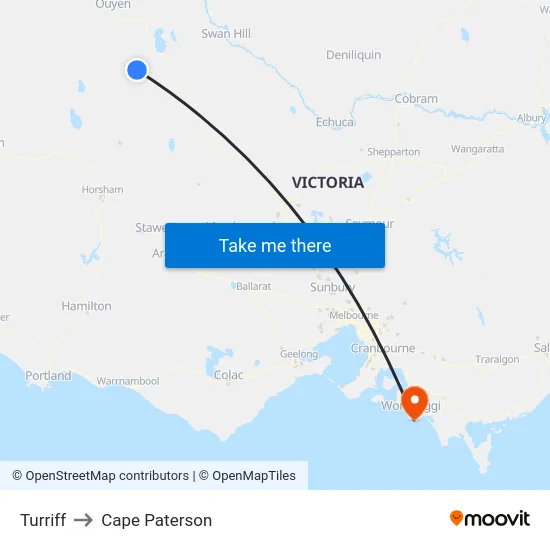 Turriff to Cape Paterson map