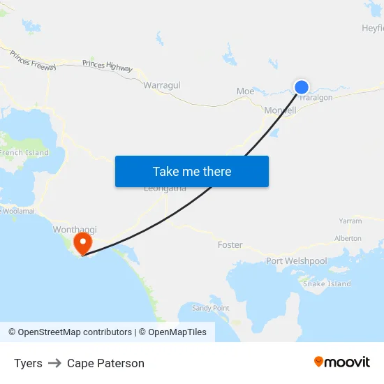 Tyers to Cape Paterson map