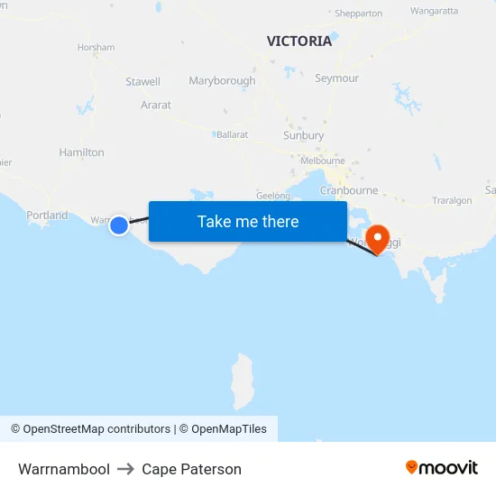 Warrnambool to Cape Paterson map