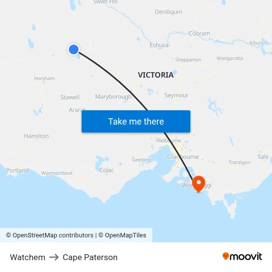 Watchem to Cape Paterson map