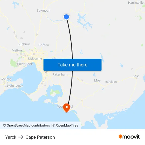 Yarck to Cape Paterson map