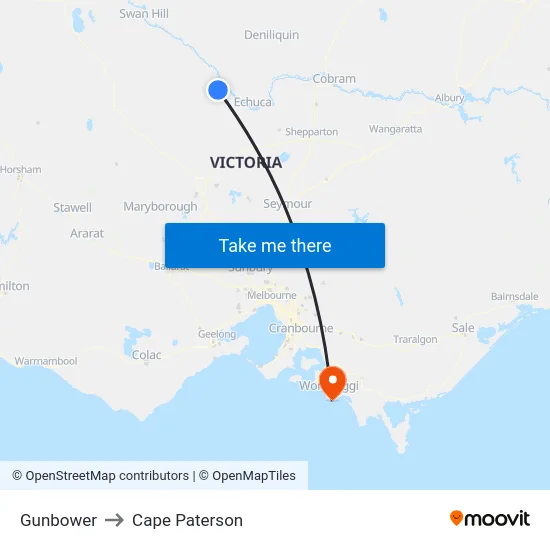 Gunbower to Cape Paterson map