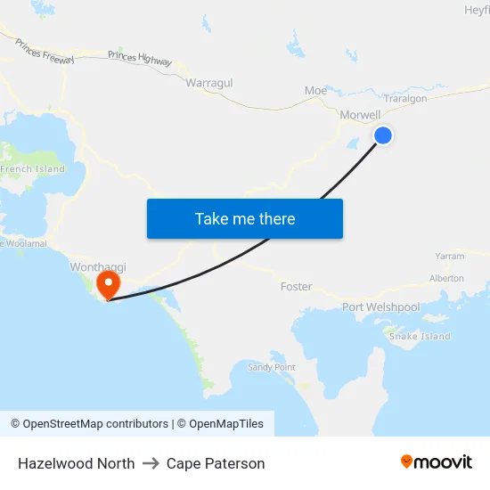 Hazelwood North to Cape Paterson map