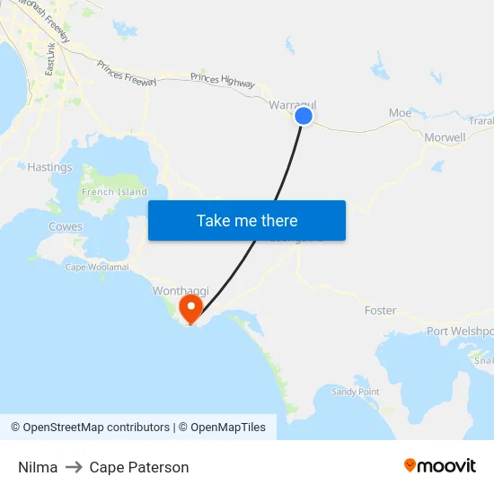 Nilma to Cape Paterson map