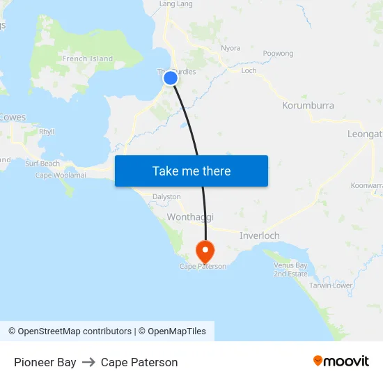 Pioneer Bay to Cape Paterson map