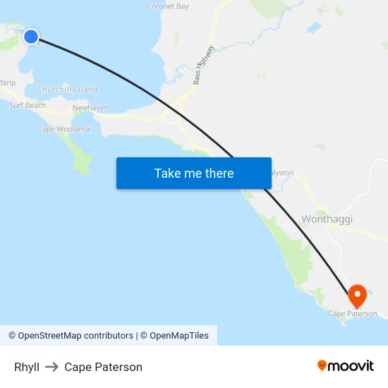 Rhyll to Cape Paterson map