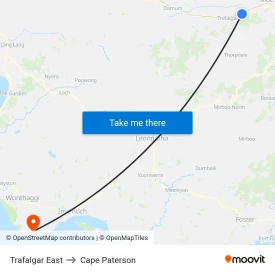Trafalgar East to Cape Paterson map