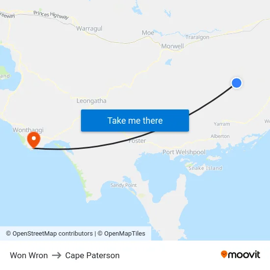 Won Wron to Cape Paterson map