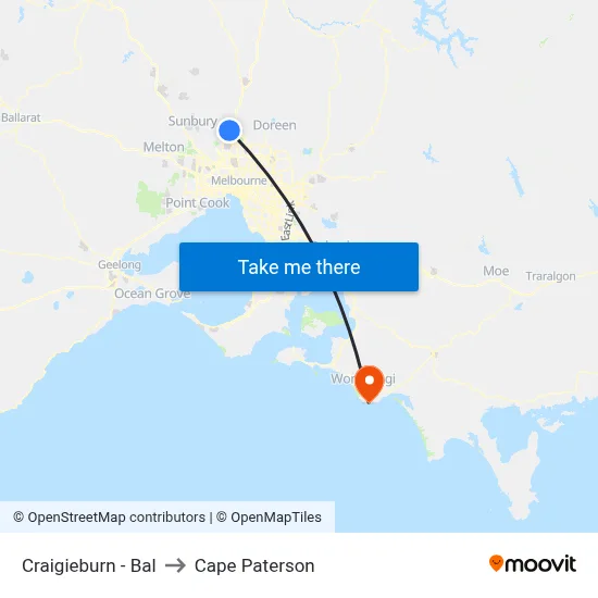 Craigieburn - Bal to Cape Paterson map
