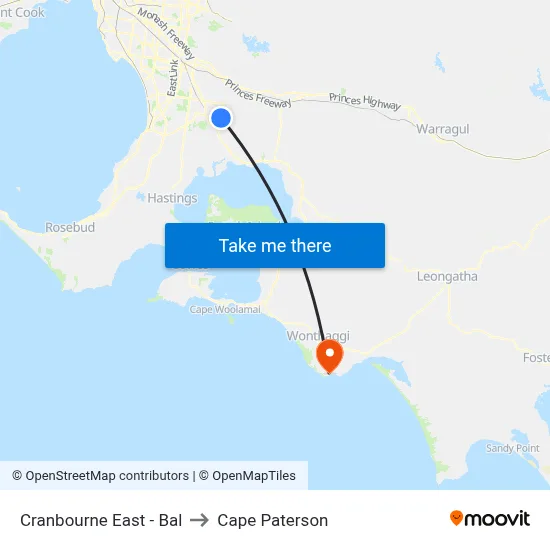 Cranbourne East - Bal to Cape Paterson map