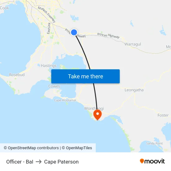 Officer - Bal to Cape Paterson map